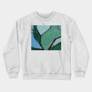 Cobalt Blue Navy Green Abstract Art Crewneck Sweatshirt